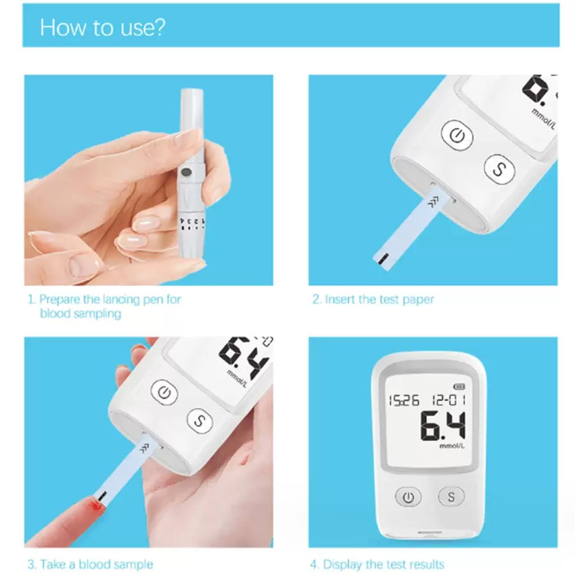 Sale Upto 50%🌟Glucose Monitor Kit – LCD Display, 25 Test Strips & 25 Lancets Included